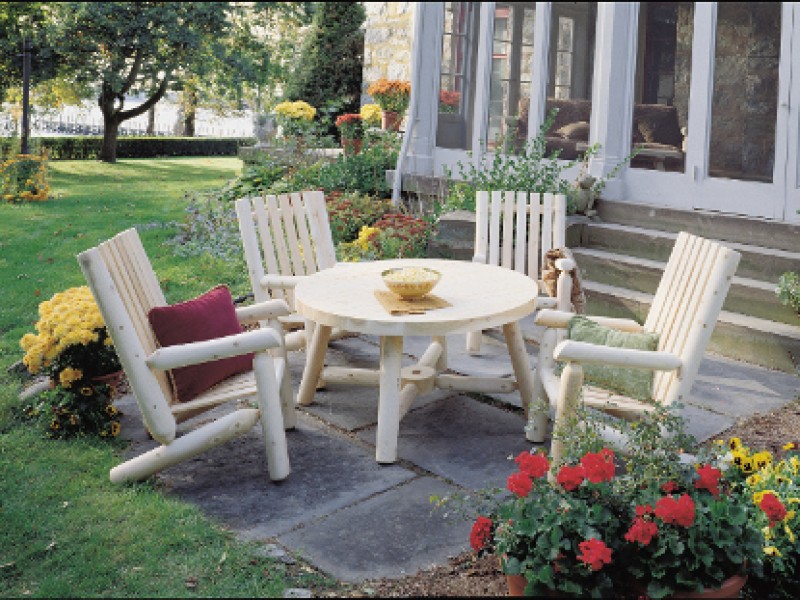 Ensemble salon de jardin d'extérieur de véranda en bois fauteuil table Cèdre & Rondins BR